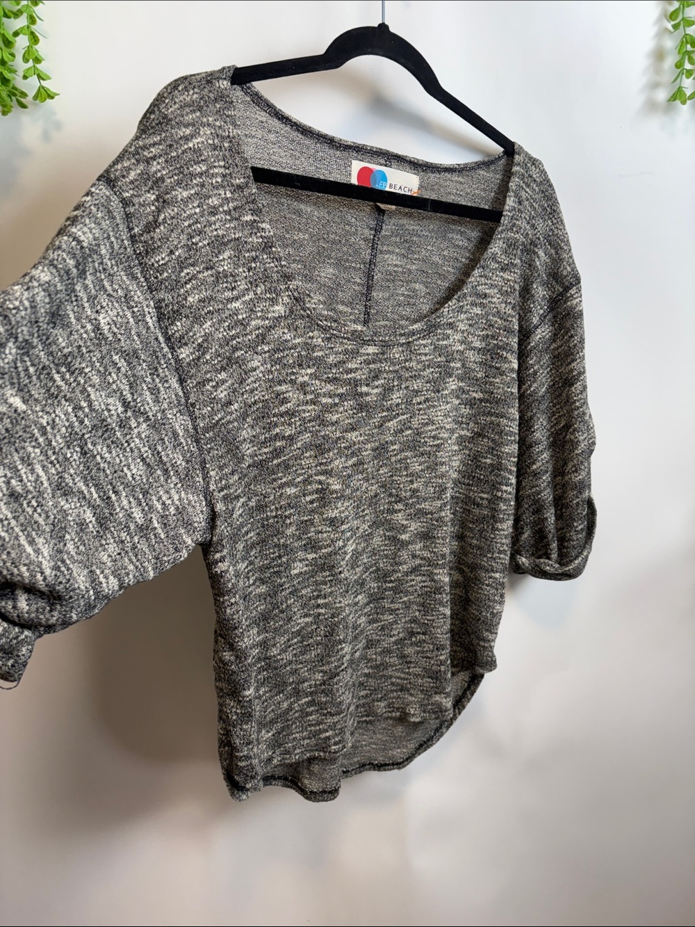 Coastal Beach Heathered Gray Scoop Neck top